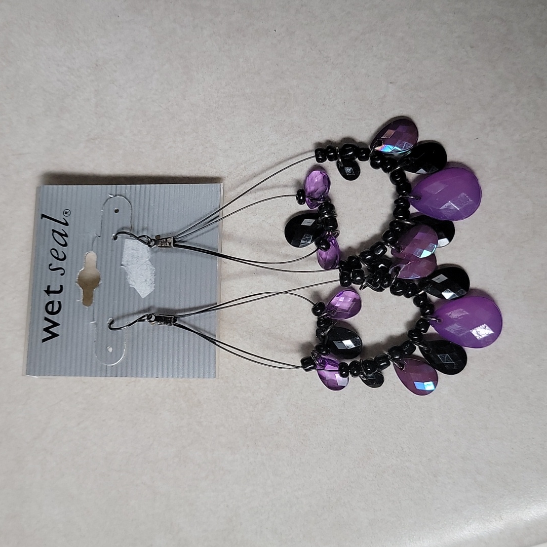 Purple & Black Earrings - New